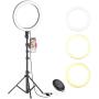 10'' Selfie Ring Light with Tripod Stand & Phone Holder for Live Stream/Makeup, Dimmable Led Camera Beauty Ringlight for YouTube TikTok/Photography Compatible with Cell Phone(Upgraded)