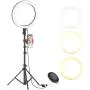 10'' Selfie Ring Light with Tripod Stand & Phone Holder for Live Stream/Makeup, Dimmable Led Camera Beauty Ringlight for YouTube TikTok/Photography Compatible with Cell Phone(Upgraded)