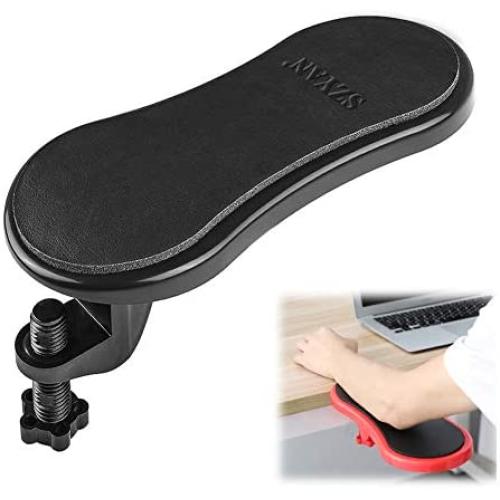 SZYAN Computer Arm Rest for Desk, Adjustable Arm Rest Support for Computer Desk Ergonomic Arm Rest Extender Rotating Mouse Pad Holder for Table, Office, Chair, Desk, Black