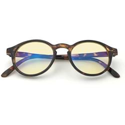 J+S Vision Blue Light Shield Computer Reading/Gaming Glasses - 0.0 Magnification - Anti Blue Light 100% UV Protection - High Definition Lens, Round Glossy Tortoise Frame