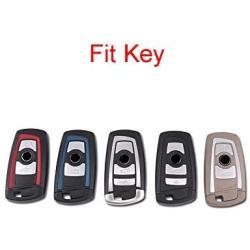 Luxury 3 4 Buttons 3D Bling Smart keyless Entry Remote Blade Key Fob case Cover for BMW 1 2 3 4 5 6 7 M Series,BMW X1 X3 X4 M2 M3 M4 M5 M6 (Silver)