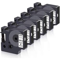OfficeWorld 6-Pack Compatible Dymo D1 Label Tape 45013 S0720530 Black on White 1/2 Inch x 23 Feet for DYMO LabelManager 160 280 210D 360D 420P Wireless PnP 220P 260P 450D 500TS 450DUO Label Maker