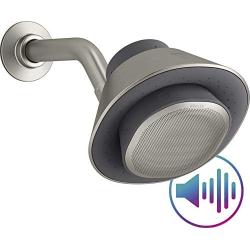 KOHLER Moxie Bluetooth Showerhead, Shower Speaker, Waterproof Speaker, Shower Radio, Rechargeable Speaker, Portable Speaker, 2.5 GPM, K-28238-NKE-BN, Vibrant Brushed Nickel