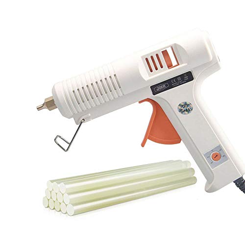 UOHGDPY Hot Glue Gun， Professional Adjustable Temperature hot Glue Gun 150 w 12 Glue Stick - Interchangeable nozzles Suitable for Home Repair Computer Electronic Maintenance and Crafts DIY Project