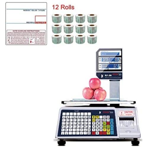 VisionTechShop DLP-300 Label Printing Scale Pole Display, 30/60lbs Capacity, 0.01/0.02lbs, NTEP Legal for Trade with a Free 1 case CAS LST-8040 UPC/Safe Handling Label, 58 x 60 mm