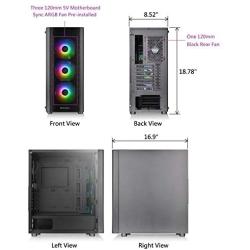 Thermaltake V250 Motherboard Sync ARGB ATX Mid-Tower Chassis with 3 120mm 5V Addressable RGB Fan + 1 Black 120mm Rear Fan Pre-Installed CA-1Q5-00M1WN-00