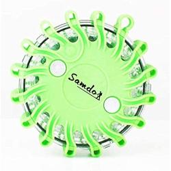 SAMDO Rechargeable Car Safety Light 16 LED Beacon Magnetic Emergency Strobe Flashing Warning Light (USB,Wall,Car Charger) (Green)