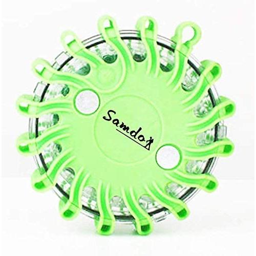 SAMDO Rechargeable Car Safety Light 16 LED Beacon Magnetic Emergency Strobe Flashing Warning Light (USB,Wall,Car Charger) (Green)