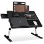Laptop Bed Tray Table, SAIJI Adjustable Bed Desk for Laptop, Foldable Laptop Stand with Storage Drawer for Eating, Working, Writing, Gaming, Drawing (X-Large,Black)