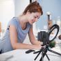 LED Ring Light 6'' with Tripod Stand for YouTube Video and Makeup, Mini LED Camera Light with Cell Phone Holder Desktop LED Lamp with 3 Light Modes & 11 Brightness Level (6'')