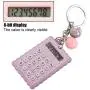 Serounder Mini Calculator, Portable Pocket Candy Color PVC 8 Digits Electronic Calculator with Silicone Buttons and Keychain Buckle for Children Students(Gray Purple)