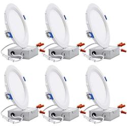 TORCHSTAR 6 Inch 12W LED Recessed Lighting Anti-glare Trim, CRI 90+, Dimmable Airtight Can-Killer Downlight, IC Rated, 2700K Soft White, ETL & Energy Star Listed, Pack of 6