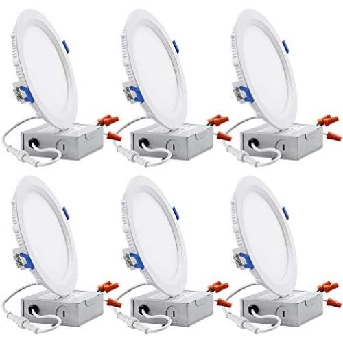 TORCHSTAR 6 Inch 12W LED Recessed Lighting Anti-glare Trim, CRI 90+, Dimmable Airtight Can-Killer Downlight, IC Rated, 2700K Soft White, ETL & Energy Star Listed, Pack of 6