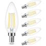 Dimmable E12 Candelabra LED Bulbs,Cotanic 6W (60W Equivalent),4000K Daylight,600LM Ceiling Fan Light Bulb,C35 Filament Chandelier Light Bulbs B11 Candle Lights with Clear Glass,Pack of 6