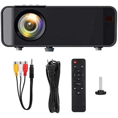 ASHATA Portable Projector, 1500 Lumens HD Video Projector 150 Home Cinema LCD Movie Projector with Remote Control Support 1080P HDMI VGA AV USB Ideal for Home Entertainment Party Games - Black (US)
