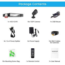 DEFEWAY 16 Channel Security Camera System,1080P Lite 16CH Surveillance DVR Recorder System, 16 x 720P Weatherproof Indoor Outdoor Cameras with Night Vision, Pre-Installed 2TB Hard Drive,Remote Access