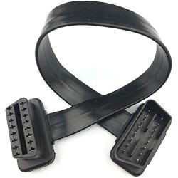 ARTECKIN Full 16pin OBD II OBD2 Male to Female Extension Cable Flat Ribbon Cable with Angled connectors 30cm/1ft 16pin