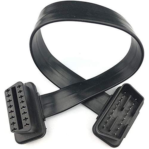 ARTECKIN Full 16pin OBD II OBD2 Male to Female Extension Cable Flat Ribbon Cable with Angled connectors 30cm/1ft 16pin