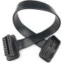 ARTECKIN Full 16pin OBD II OBD2 Male to Female Extension Cable Flat Ribbon Cable with Angled connectors 30cm/1ft 16pin