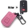 ROMASO Car Key Fob Cover fit for Toyota,Car Key Case Suit for Toyota Land Cruiser Tacoma Prius 3 Buttons,Leather Key Fob Shell,Pink