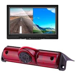 Misayaee Car Third Roof top Mount Brake lamp Camera Brake Light Rear View Backup Camera +7.0 inch TFT Monitor Display Kit for Transporter Express/Savana 2003-2018/Explorer Vans/Express Kit