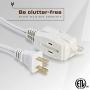 25 Feet White Extension Cord 3 Outlet 2 Prong 16 Gauge Cable, Indoor use, Heavy Duty, Extension Cord - by Revpex