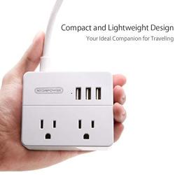 Power Strip with USB 2-Pack, NTONPOWER Travel Power Strip, 2 Outlets and 3 USB Ports Desktop Charging Station, 5ft Extension Cord, Compact for Cruise Ship, Nightstand and Office - White