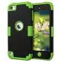 Case for iPod 5 6 7- CheerShare iPod Touch 7 6 5 Case, The Best Silicone Shockproof High Impact Layered Case + Protective Cover Case for iPod Touch 5th 6th 7th Generation(Black + Green)