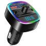 Nulaxy Bluetooth FM Transmitter for Car, QC3.0 & 7 Colors LED Backlit Car Radio Bluetooth Adapter Music Player Hands Free Car Kit with SD Card Slot, Supports USB Flash Drive - NX10 (Black)