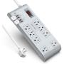 BESTEK 8-Outlet 6 Ft Extension Cord Power Strip with USB 15A 1875W Surge Protector with 5V 4.2A 4 USB Charging Port Desktop Charging Station,600Joule,Ultra-Compact Wide Spaced Outlet for Large Adapter