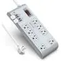 BESTEK 8-Outlet 6 Ft Extension Cord Power Strip with USB 15A 1875W Surge Protector with 5V 4.2A 4 USB Charging Port Desktop Charging Station,600Joule,Ultra-Compact Wide Spaced Outlet for Large Adapter