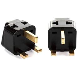 OREI 2 in 1 USA to UK/Hong Kong Adapter Plug (Type G) - 2 Pack, Black