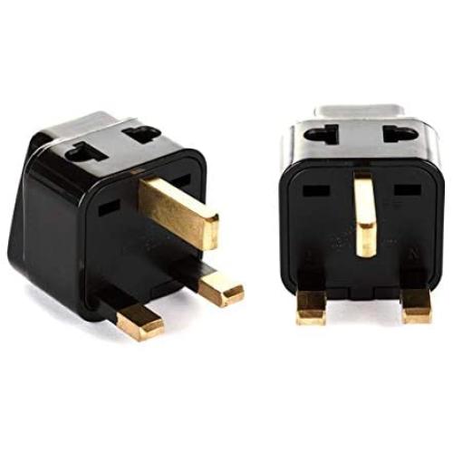 OREI 2 in 1 USA to UK/Hong Kong Adapter Plug (Type G) - 2 Pack, Black