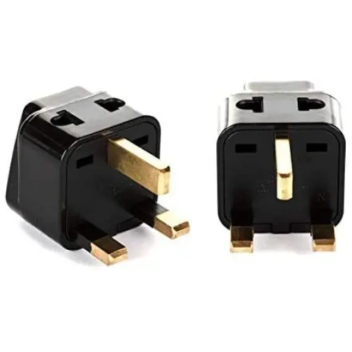 OREI 2 in 1 USA to UK/Hong Kong Adapter Plug (Type G) - 2 Pack, Black