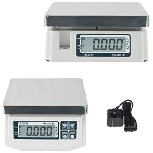 VisionTechShop ACOM PW-200 Digital Portion Control Scale, Dual Display, Lb/Oz/Kg/g Switchable, Low Profile Design, 15lb Capacity, 0.005lb Readability, NTEP Legal for Trade