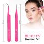 Lash Tweezers, Pack of 2 Stainless Steel Tweezers for Eyelash Extensions | Straight and Curved Tip Eyelash Tweezers | False Lash Application Tools