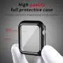 Smiling Case Compatible with Apple Watch Series 6/SE/Series 5/Series 4 40mm with Built in Tempered Glass Screen Protector- All Around Hard PC Case Overall Protective Cover (Black)
