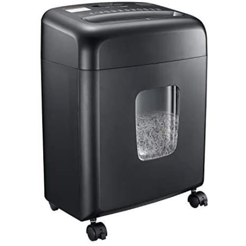 Bonsaii Paper Shredder, 8-Sheet Micro Cut Credit Card Shredder for Home Office with 4 Gallons Pull-Out Basket and 4 Casters, Black