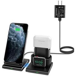 Seneo Wireless Charger, 3 in 1 Wireless Charging Station for Apple Watch, AirPods, Detachable and Magnetic Wireless Charging Stand for iPhone 11/11 Pro Max/X/XS/XR/Xs Max/8/8 Plus(with QC 3.0 Adapter)