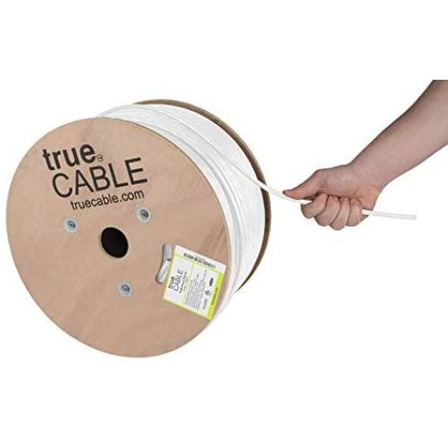 trueCABLE Cat6 Direct Burial, 1000ft, Waterproof, Outdoor Rated CMX, White, 23AWG Solid Bare Copper, 550MHz, ETL Listed, Unshielded UTP, Bulk Ethernet Cable