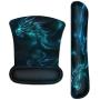 Meffort Inc Mouse Pad Wrist Support & Gaming Keyboard Wrist Pad Combo Set – Durable Ergonomic Anti Slip Non-Slip Square Base Rest Support - Blue Dragon Design