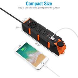 isYoung 200W Car Power Inverter, AC Inverter Car Plug Converter with 4 USB Ports（2.4A）2 AC Outlets 1 Type-c Port 1 DC Cigarette Lighter