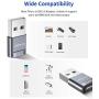 USB-C Female to USB-A Male Adapter 2-Pack, JSAUX Type C to USB Charger Connector Adapter Compatible with iPhone 12 11 Mini Pro Max, iPad,Samsung Galaxy Note 20 S20 Plus, Google Pixel 5 4 3 XL -Grey