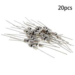 Fielect 20pcs 250V 0.5A Slow Blow Axial Lead Tube Fuse Glass Tube Fuses 3.6x10mm