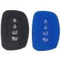 WEIBISS 2 Pack 4 Buttons Smart Rubber Key Fob Remote Cover Keyless Entry Case Holder Protector Skin Compatible with Hyundai 2018 2017 2016 Tucson Elantra Sonata, Black Blue