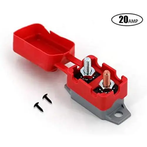UTSAUTO 20A Automatic Reset Circuit Breakers 12V/24V DC Short Stop Circuit Breakers with Cover and Screws for Car Marine Truck RV Buse Mower Motorbike Boat Battery Charger 1Pcs