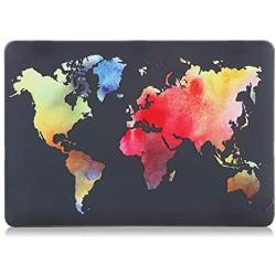 iDonzon Case for MacBook Air 13 inch (Model: A1466 & A1369, 2010-2017 Release), 3D Effect Matte Black Hard Case Cover Only Compatible MacBook Air 13.3 inch - Colorful World Map
