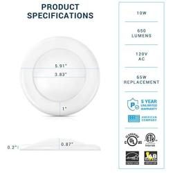 PARMIDA (4 Pack) 4 inch Dimmable LED Disk Light Flush Mount Recessed Retrofit Ceiling Lights, 10W (60W Replacement), 650lm, Installs into Junction Box, ENERGY STAR & ETL-Listed, 3000K (Soft White)