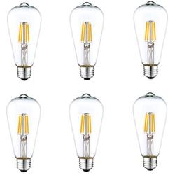 6Pack DC 12 Volt Light Bulb ST64 Cool White 6000k 4W LED Edison Filament E26 Screw Base Lamp Low Voltage Ferry RV Marine Boat Solar Theatrical Production Stage Prop Retro Landscape Industrial Lighting