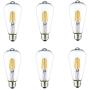 6Pack DC 12 Volt Light Bulb ST64 Cool White 6000k 4W LED Edison Filament E26 Screw Base Lamp Low Voltage Ferry RV Marine Boat Solar Theatrical Production Stage Prop Retro Landscape Industrial Lighting